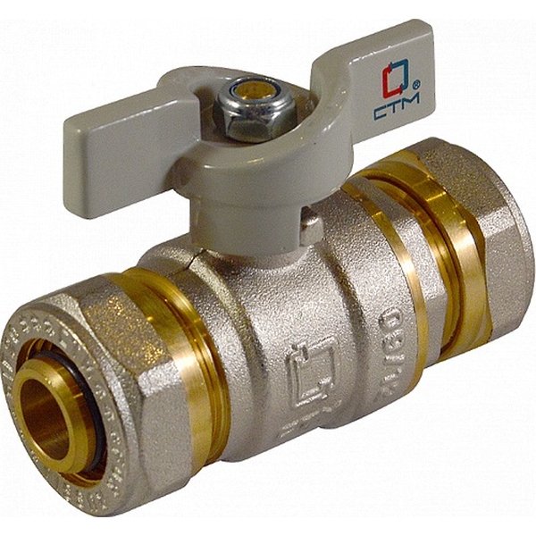 STM Кран шаровой латунь 16х16 Ру16 цанга/цанга бабочка